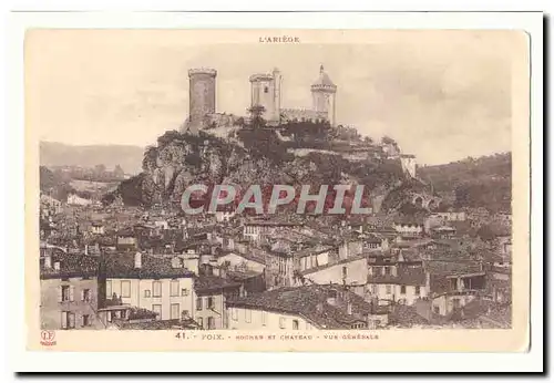 Foix Cartes postales Rocher et chateau Vue generale