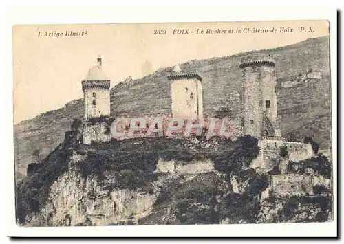 Foix Moderne Karte Le rocher et le chateau de Foix