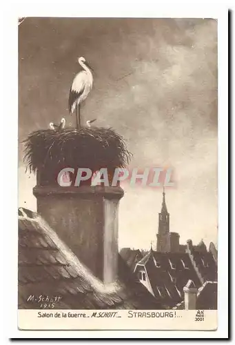 Cartes postales Salon de la guerre M Schott Strasbourg (cigogne)