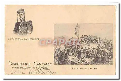 Le General Lamoriciere Cartes postales Prise de Cosntantine 1834 Cartes postales Biscuiterie Nantaise RaRe