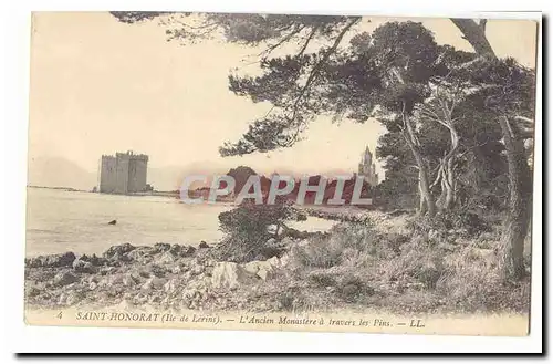 Saint Honorat (Ile de Lerins) Cartes postales L&#39ancien monastere a travers les pins