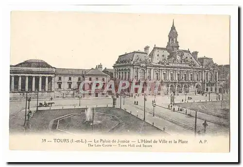 Tours Cartes postales Le palais de justice L&#39hotel de ville et la place