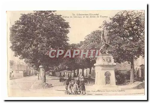 Libourne Cartes postales Statue de Gereaux et les allees de Touray