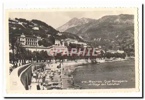 Menton Ansichtskarte AK Quai Bonaparte et Plage des Sablettes