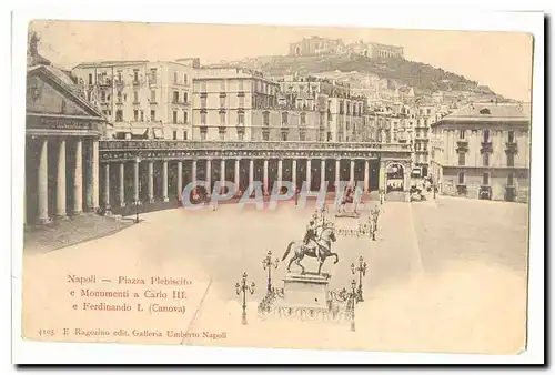 Italie Italia Napoli Ansichtskarte AK Piazza Plebiscito e Monument a Carlo III e Ferdinando I (CAnova)
