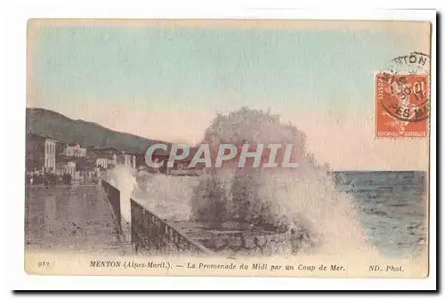 Menton Cartes postales La promenade du midi par un coup de mer