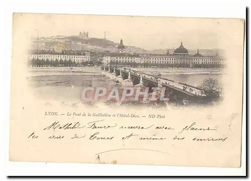 Lyon Cartes postales Le pont de la Guillotiere et l&#39hotel Dieu (carte precurseur)