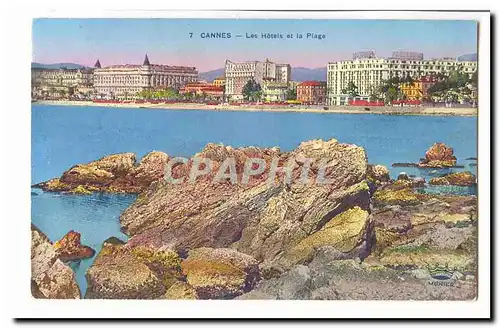 Cannes Cartes postales Les hotels et la plage