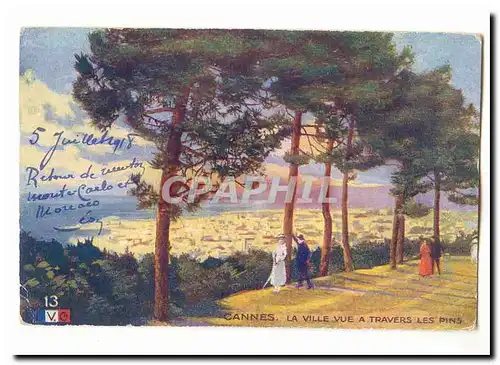 Cannes Cartes postales La ville vue a travers les pins