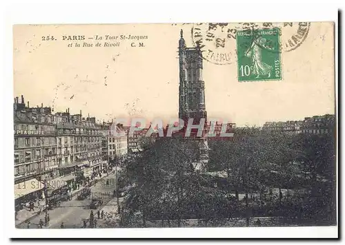 Paris Ansichtskarte AK La Tour St Jacques et la rue de Rivoli