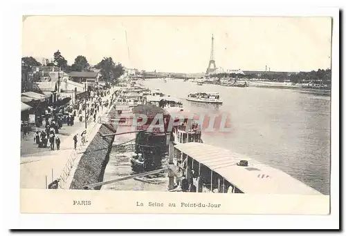 Paris Cartes postales LA Seine au Point du Jour (Belle jardiniere Vetements) (peniches)