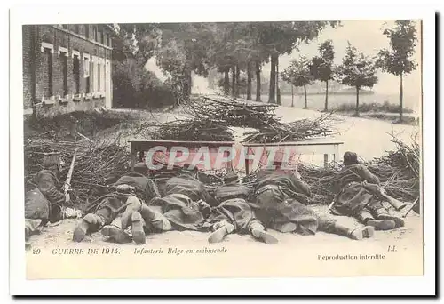 La grande guerre 1914 Ansichtskarte AK Infanterie belge en embuscade