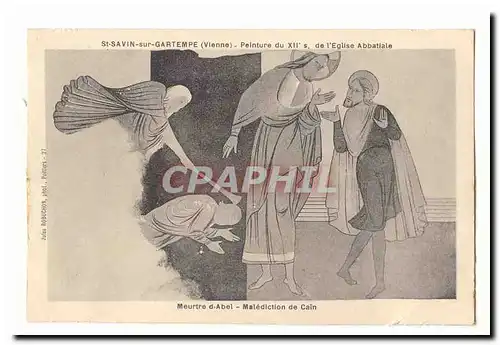 St Savin sur Gaartempe Cartes postales Peinture du 12eme de l'eglise abbatiale Meutre d'Abel Malediction d