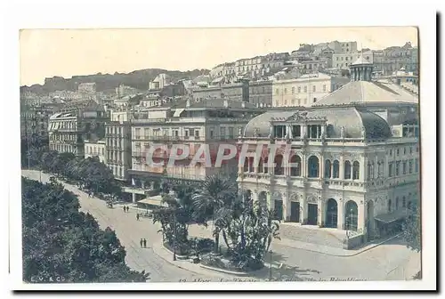 Algerie Alger Ansichtskarte AK Le theatre et la place de la Republique