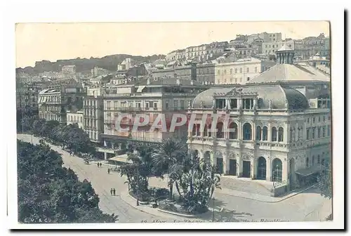Algerie Alger Cartes postales Le theatre et la place de la Republique