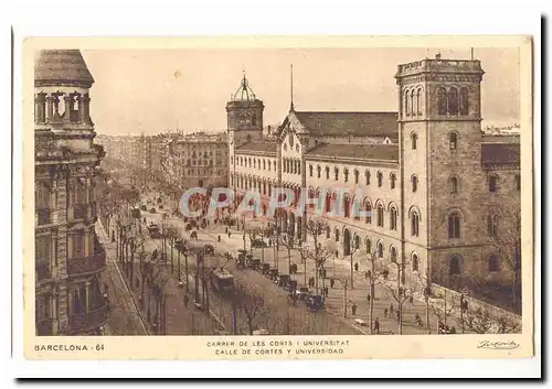 Espagne Espana Cartes postales Barcelona Carrer de les Corts Universitat (university)