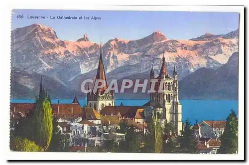 Suisse Cartes postales Lausanne la cathedrale et les Alpes