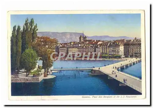 Suisse Cartes postales Geneve Pont des bergues et ile J J Rousseau