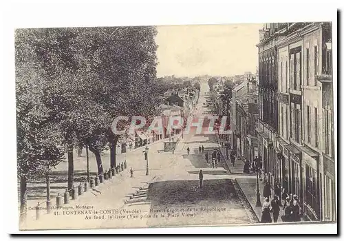 Fontenay le Comte Cartes postales Rues Fargot et de la Republique Au fond la Gare (vue prise de la Place Viete)