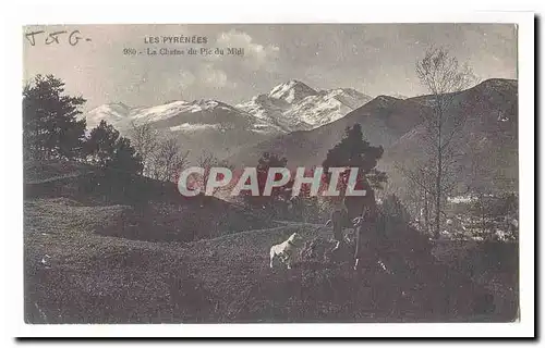 Les Pyrenees Ansichtskarte AK La chaine du pic du midi (homme et son chien)