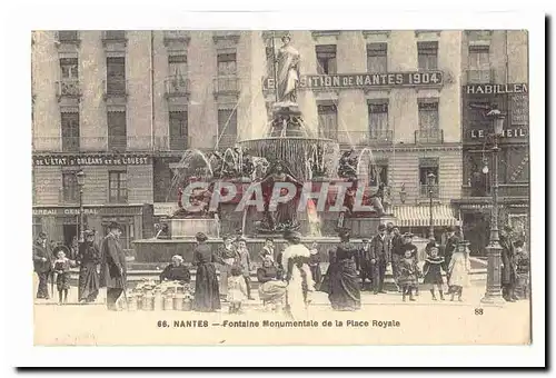 Nantes Ansichtskarte AK Fontaine monumentale de la place Royale (tres animee laitiere enfants Exposition de Nante