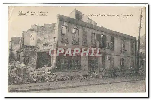 Creil Cartes postales Rue Gambetta Maisons incendiees par les allemands (CAfe Billard)