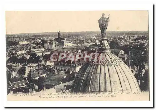 Tours Ansichtskarte AK Le Dome de la basilique et vue generale vers l&#39hotel de ville