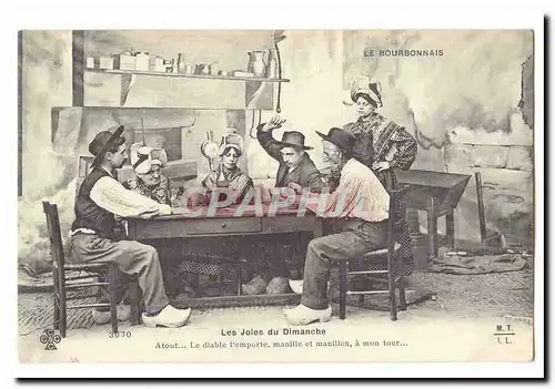 Le Bourbonnais Ansichtskarte AK Les joies du Dimanche (joueurs de cartes)
