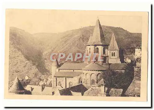 Conques Cartes postales L&#39eglise Vue prise de l&#39abside et gorge Sainte Foy