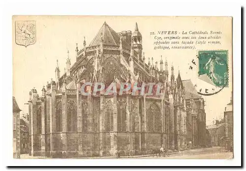 Nevers Cartes postales La cathedrale Saint Cyr originale avec ses deux absides opposees sans facade (style roman