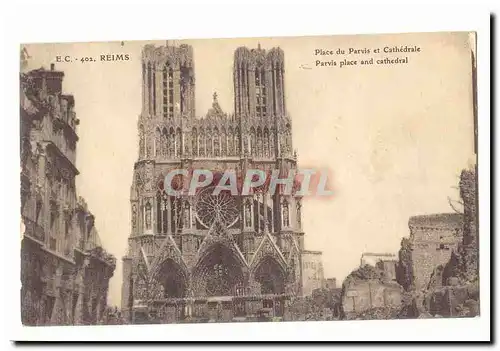 Reims Ansichtskarte AK Place du Parvis et cathedrale