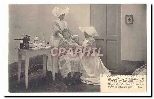 Beauvais Cartes postales Societe de Secours aux blesses militaires de Terre et de mer Dispensaire de Beauvais Un