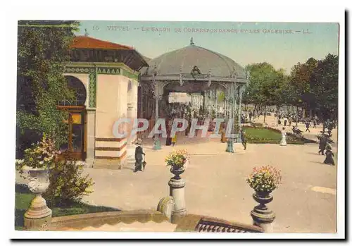 Vittel Cartes postales Le salon de correspondance et les galeries