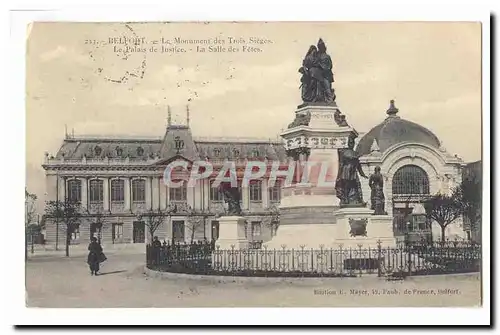 Belfort Ansichtskarte AK Le monument des Trois Sieges Le palais de justice La salle des Fetes