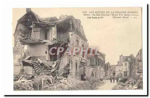 Les ruines de la grande guerre Reims Cartes postales La rue Hinemar