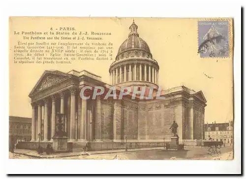 Paris (5eme) Ansichtskarte AK Le Pantheon et la statue de JJ Rousseau