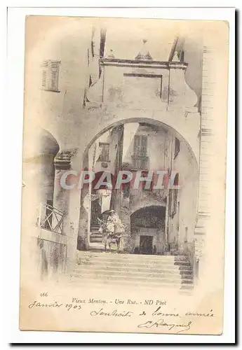 Vieux Menton Cartes postales Une rue (ane donkey)