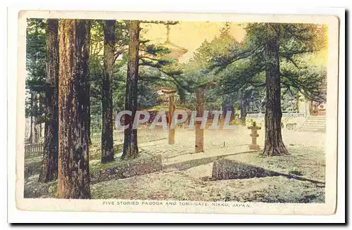 Japon Five stored Pagoda and Torii gate Nikko Japan