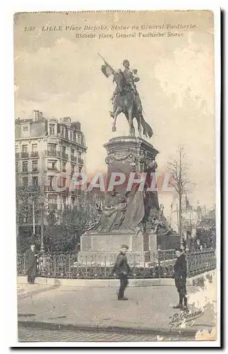 Lille Ansichtskarte AK Place Riehebe statue du General Faidherbe