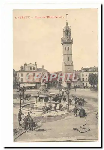 Evreux Cartes postales Place de l�hotel de ville (pompiers)