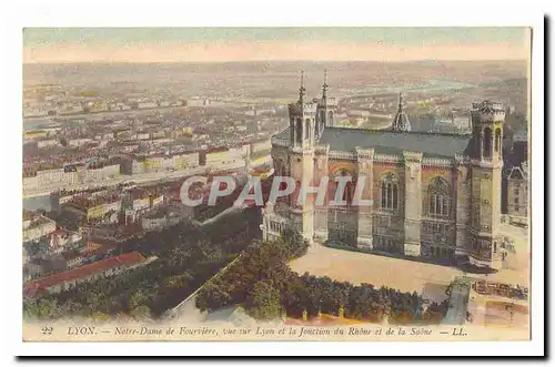 Lyon Ansichtskarte AK Notre DAme de Fourviere vue sur Lyon et la jonction du Rhone et de la SAone