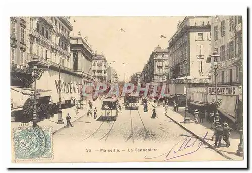 Marseille Cartes postales La cannebiere (tres animee) (tramway)