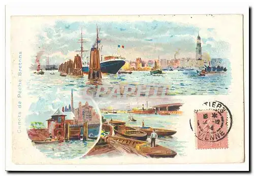 Cartes postales Canots de peche bretons