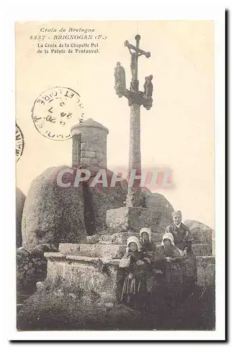 Brignogan Ansichtskarte AK La croix de la chapelle Pol de la pointe de Pontusval (enfants) (tres animee)