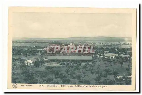 MAroc Meknes Cartes postales L'oliveraie L'hopital et la ville indigene