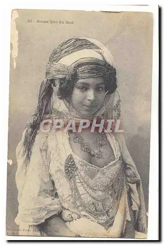 Ansichtskarte AK Jeune fille du sud (folklore coiffe costume algerie)