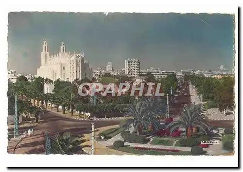 Maroc Casablanca Cartes postales Rond point Mermoz et cathedrale