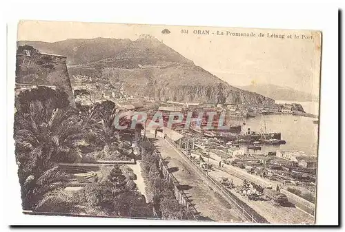 Algerie Oran Ansichtskarte AK La promenade de Letang et le port (bateaux tres animee)