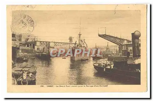 Brest Cartes postales Le grand pont ouvert pour le passage d�un cuirasse