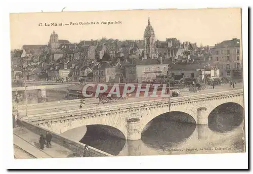 Le Mans Ansichtskarte AK Pont Gambetta et vue partielle (animee)